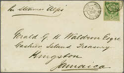 1881 (July 1): 5 c. yellow-green on greenish, plate I, imperforate, a ...