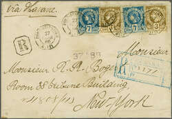 1886 (March): 7 c. deep bright blue, plate II, first printing, perf. ...