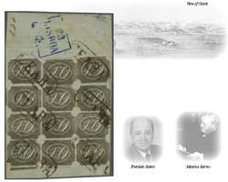 Inclinados 1844/46: 10 r. black on greyish, the famous block of ...