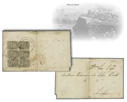 Inclinados 1844/46: 30 r. black on greyish thin paper, Type II, a ...