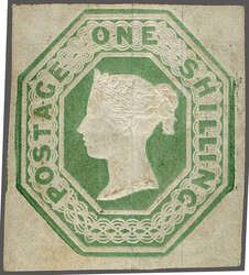 1847: Embossed 1 s. pale green, Die II, cut square, with good to ...