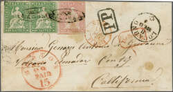 40 Rp. olivgrün im waagr. Paar zus. mit 15 Rp. rotkarmin, alle ...