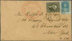 Hawaii 1853: 5 c. blue on thick white wove paper, large to close ...