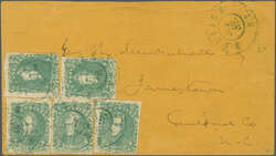 Confederate States 1862: Jackson 2 c. green, five single examples, ...