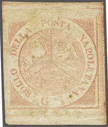 1858: ½ gr. 'rosa carminio chiaro', plate I, a fresh and fine unused ...