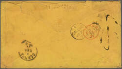 1868: Le Coq 1 d. green pair, used on 1871 cover to Genova, Italy ...