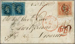 Overland via Southampton 1857 (Jan 23): Cover from Sydney, New South ...