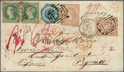 Overland via Southampton 1858 (Nov 16): Cover from Pleasant Creek, ...