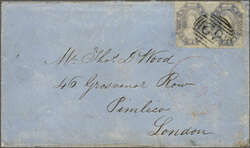 Overland via Southampton 1860 (Jan 12): Cover from Hobart, Tasmania ...