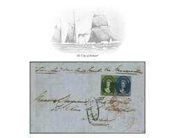 Overland Mail via Marseilles 1857 (Feb 11): Entire from Hobart, ...