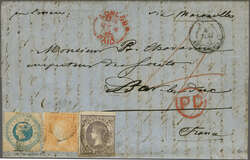 Overland via Marseilles 1858 (March 6): Entire from Melbourne, ...