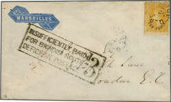 Overland via Brindisi 1870 (Nov 9): Cover with imprinted "Via ...