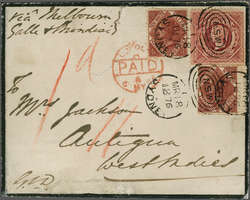 Overland via Brindisi 1876 (March 19): Mourning cover from Sydney, ...