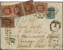 Overland via Naples 1891 (March 9): Cover from Adelaide, South ...