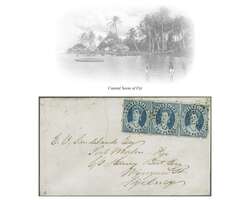 Via Tasman Sea & Pacific Ocean 1871 (March 19): Cover from Leyburn, ...