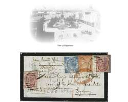 Incoming Mail Overland via Brindisi & Suez 1875: Registered mourning ...