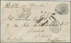 Incoming Mail Overland via Naples 1888 (September 28): 12 c. postal ...