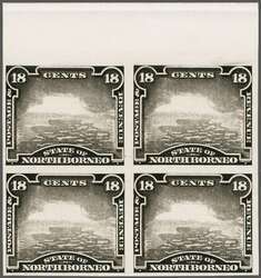 1894: Waterlow Plate Proofs (4) for 1 c. Dyak Chief, 2 c. Samar Stag ...