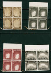 1894: Waterlow Plate Proofs (4) for 1 c. Dyak Chief, 2 c. Samar Stag ...