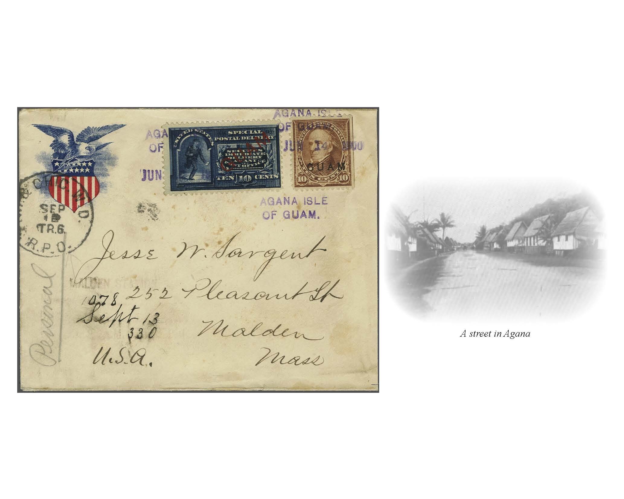 Guam: Special Delivery Issues 1899: 10 c. blue, used with 1899 10 c. ...