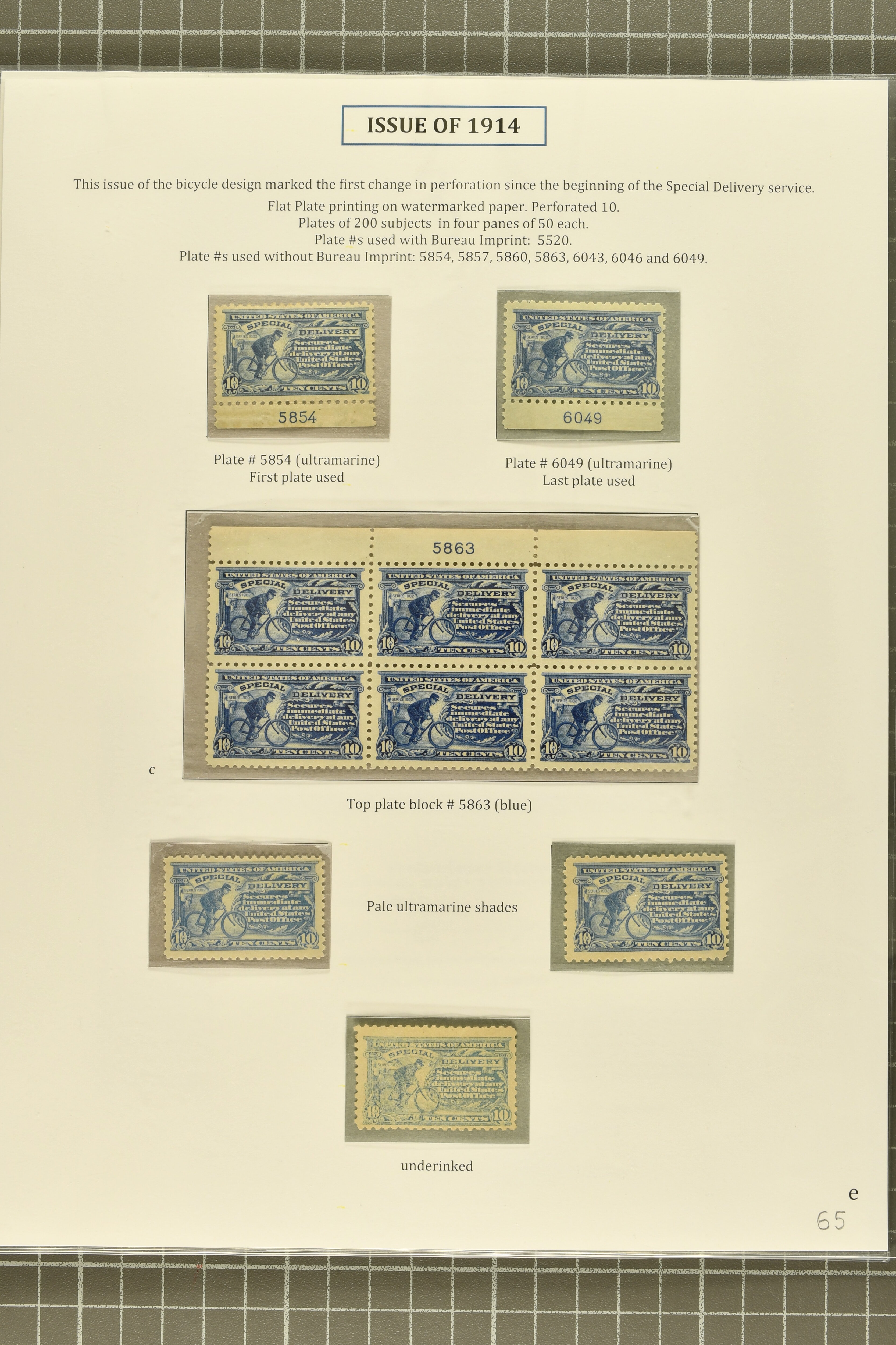 1914, 10 c. Ultramarine Issue 1914: 10 c. ultramarine, specialised ...