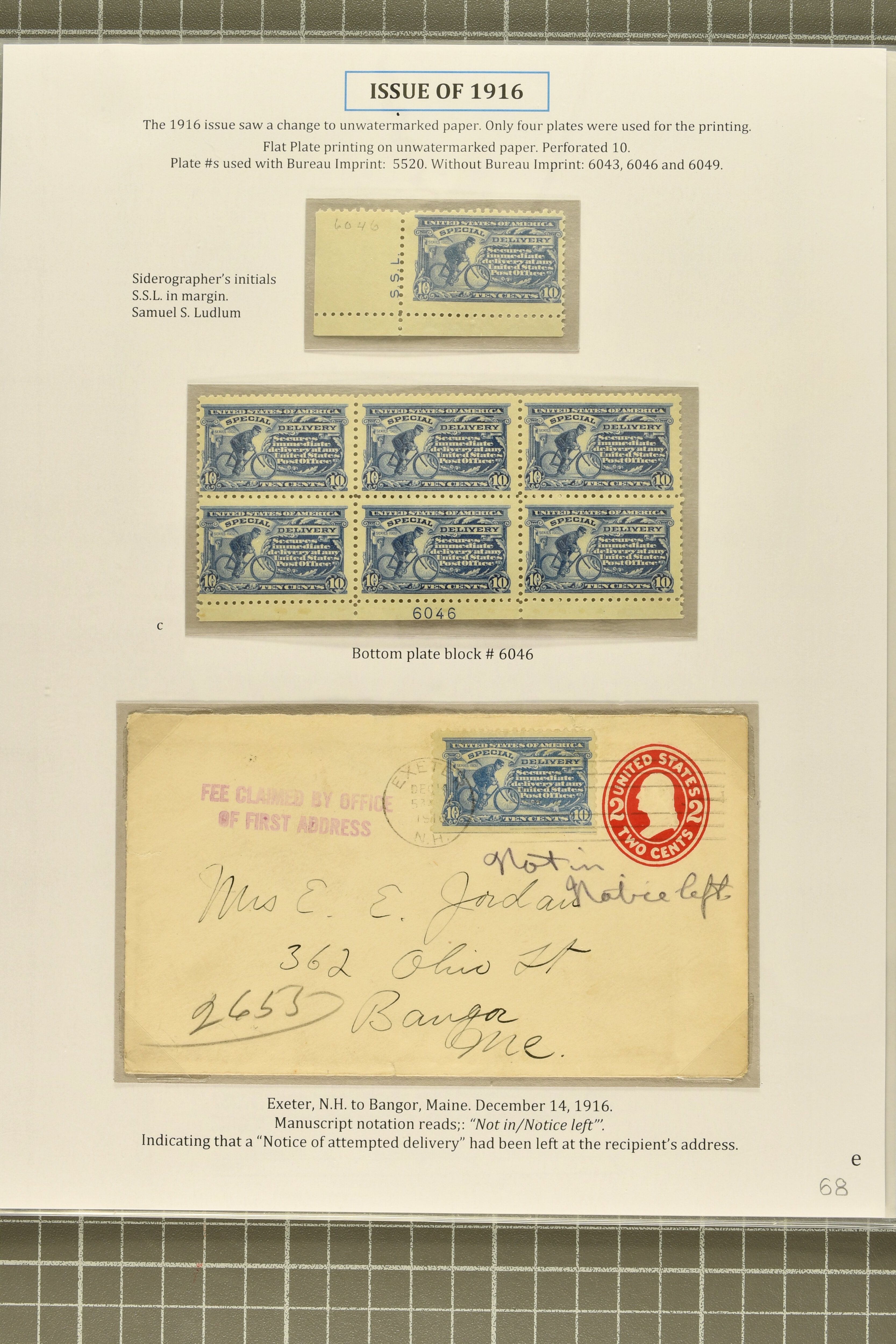 1916, 10 c. Pale Ultramarine Issue 1916: 10 c. pale ultramarine, ...