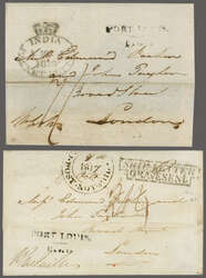 1817: Large part covers (2), both from Port Louis to London, each ...