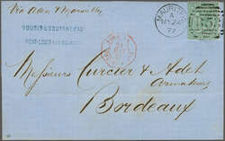 1865: 6 d. yellow-green, a single example used on 1877 entire letter ...
