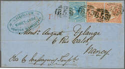 1863/72: 2 d. pale blue and 3 d. dull red in a horizontal pair; used ...