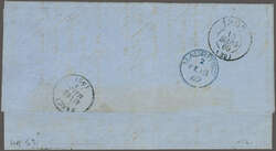 1863/72: 2 d. pale blue and 3 d. dull red in a horizontal pair; used ...