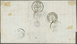 1863/72: 4 d. rose and 1 s. orange used on 1876 double rate cover to ...