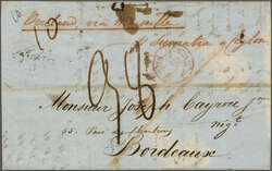 1846: Entire letter from Port Louis to Bordeaux endorsed "Overland ...