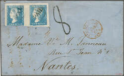 1859 (Dec): Dardenne 2 d. pale blue on horizontally laid paper, a ...