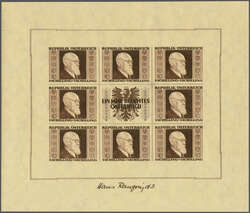1946: Karl Renner 1 S. - 5 S. kompl. Kleinbogenserie der vier Werte ...