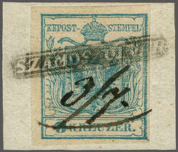 Siebenbürgen, 1850: 9 Kr. hellblau HP Type I, farbfr. und gut- bis ...