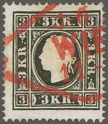 1858: 3 Kr. schwarz Type IIa, ein extrem frisches und feines Stück ...