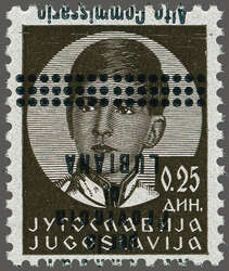 1941: Italian Occupation of Lubiana, Non issued 0,25 d. with variety ...