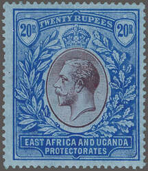 1912-21: 20 r. black & purple on red and 20 r. purple & blue on blued ...