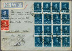 Westbound Mail - Roumania 1940 (Nov. 3): Registered envelope from ...