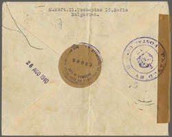 Westbound Mail from Bulgaria 1940 (Aug. 10): Registered envelope from ...