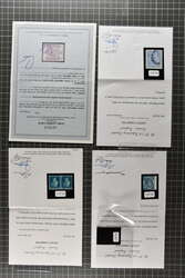 1855/1906: Selection nine primarily unused adhesives, imprimatur, and ...