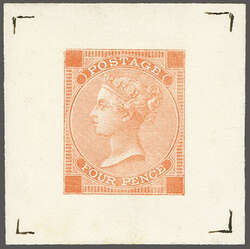 1867: Die Proof pulled for the Paris Exhibition, 4 d. vermilion in ...