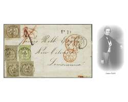 1 Fr. grau (3) in Kombination mit 40 Rp. grünlicholiv und 5 Rp. ...