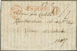 1846 (16. Dez.): "R.TE DE GRUYÈRES", oval gefasster Stabstp. in rot ...