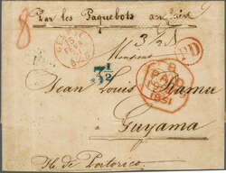 1851 (15. Feb.): Teilfrankobrief der zweiten Gewichtsstufe von Genf ...