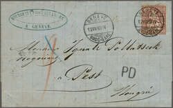 Ungarn 1868: 50 Rp. lila, farbfr. und gut gez., klar und übergehend ...