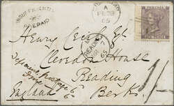 1865 (Feb 28): Envelope to Reading, franked Great Britain 1862/64 6 d ...