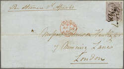 1860 (April 8): Outer letter sheet to London pre paid with Great ...