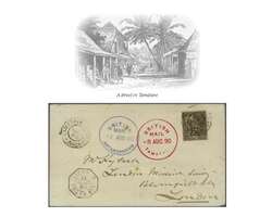 British Mail 1890 (Aug 2): Envelope to London bearing blue "BRITISH ...