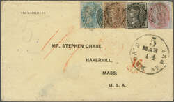 India used in Singapore, 1861: Printed envelope to Haverhill, Mass., ...
